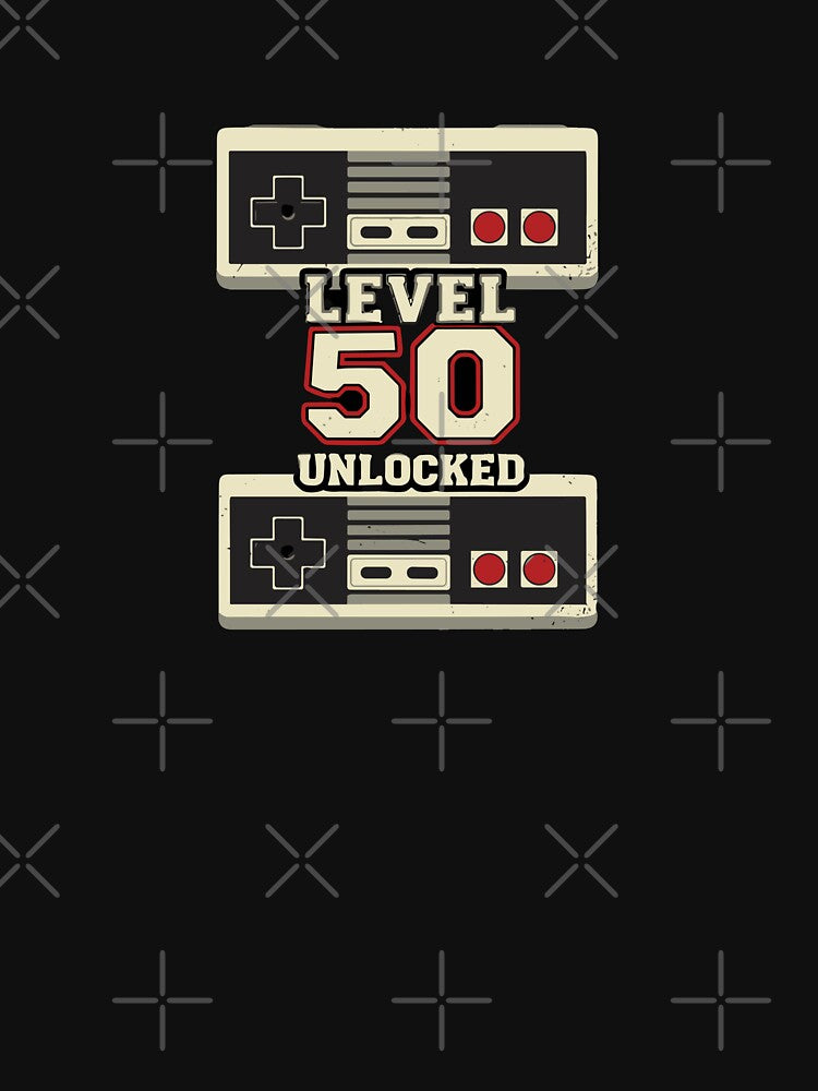 Level 50 Unlocked Video Gamer 50th Birthday Retro by PopStars1993