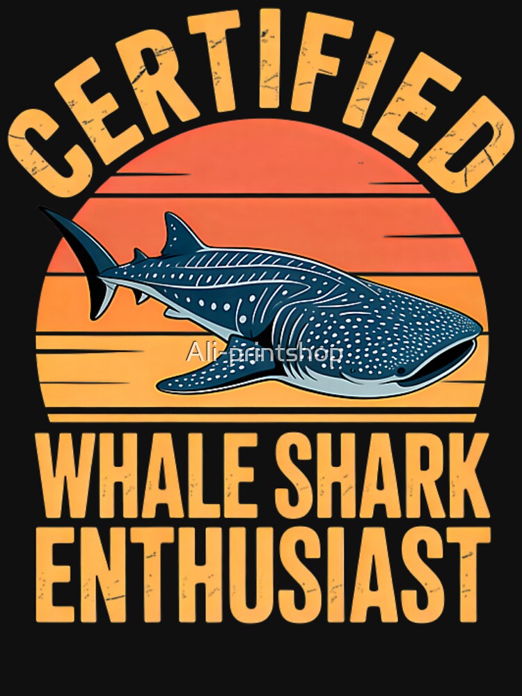 Certified Whale Shark Enthusiast Retro Sunset Marine Life by Ali-printshop