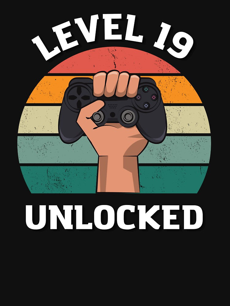 Birthday gift t-shirt for an 19-year-old, Gamer, Level 19 Unlocked by SooNS-Studio