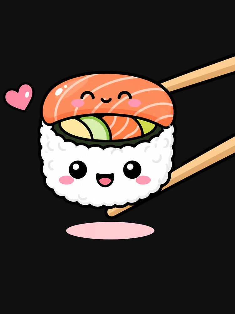 Kawaii Salmon Sushi Roll Cute Japanese Food Anime Style Sticker by MonkeyVibe