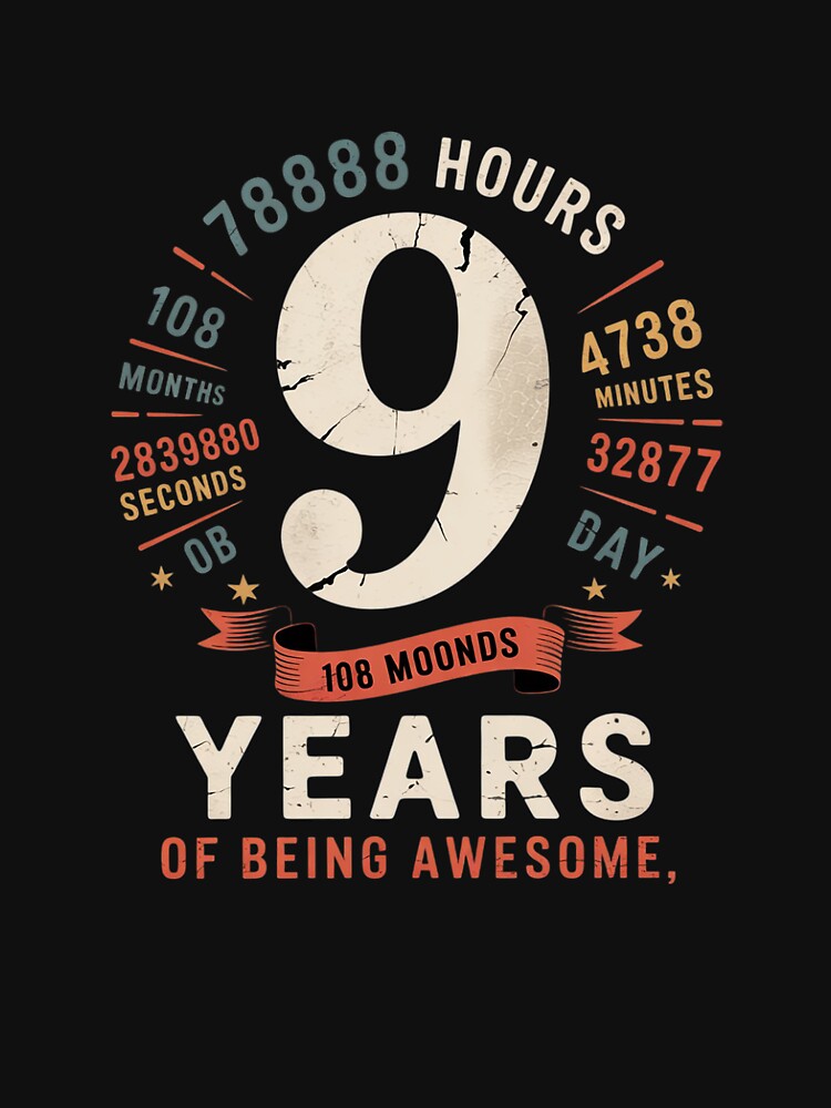 Nine 9yr 9th Birthday 9 Years Old  108 Months by Belkisallen
