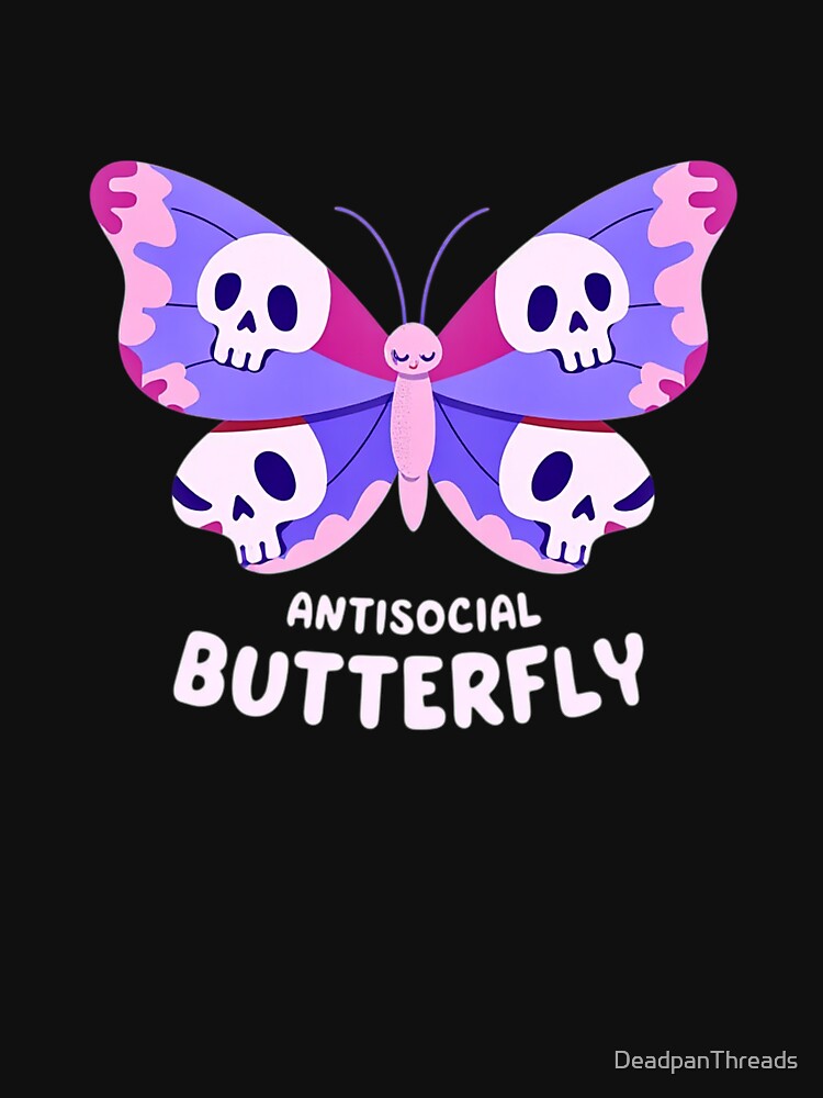 Antisocial Butterfly Skull by DeadpanThreads