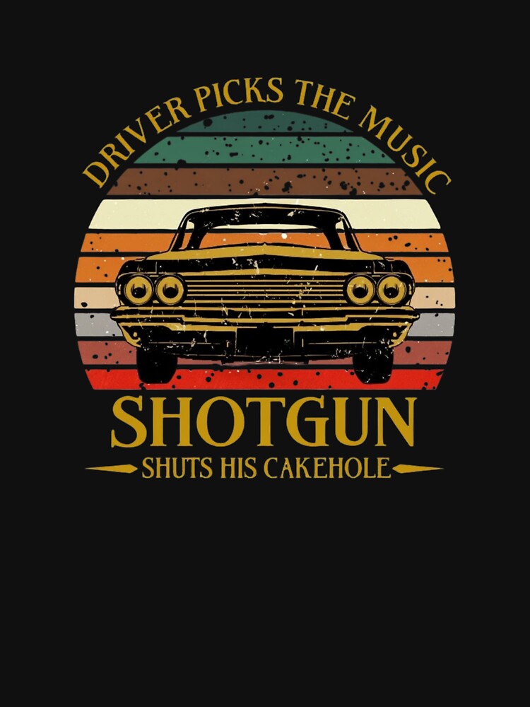 Driver Picks The Music — Funny Shotgun Car Quote Vintage Sunset Design by Colorful-Garden