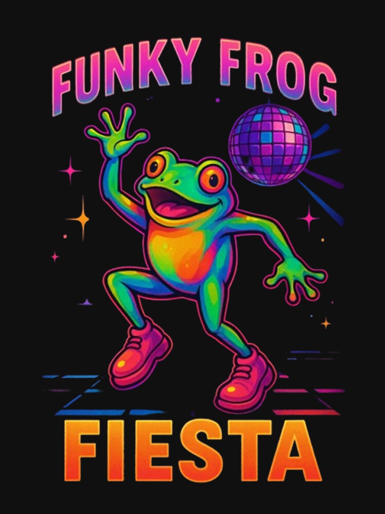Funky Frog Fiesta – Neon Dance Party Design by Dogandesighn
