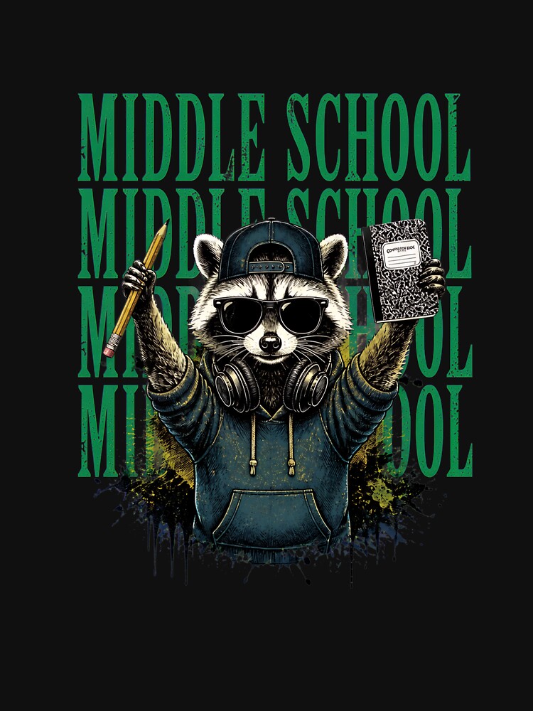 Cool Raccoon Middle School Student Pencil Notebook Sunglasses by Romeo-Circle