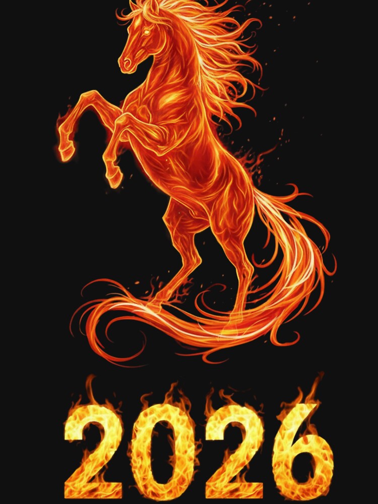 Rising Fire Horse 2026 – Chinese Zodiac Fantasy Illustration by Baby Adee Collective