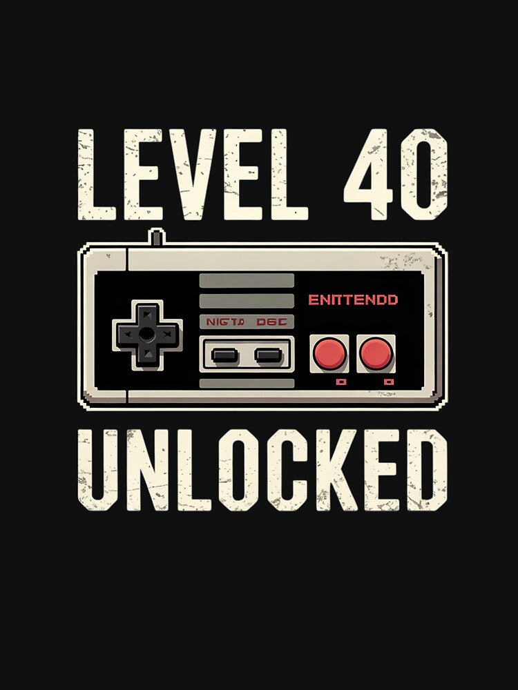 Level 40 Unlocked Video Gamer 40th Birthday Gift by MinaReinger