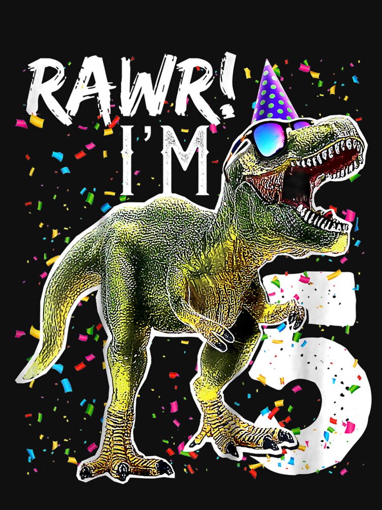 Kids Rawr I'm 5 5th Birthday Dinosaur Boys Dinosaur Gift by DrewMurazik