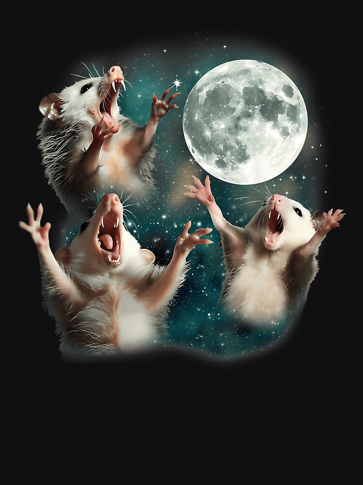 Anarchy Three Possum Moon 3 Opossum Funny Weird Cursed Howling Moon by MurrayStricker