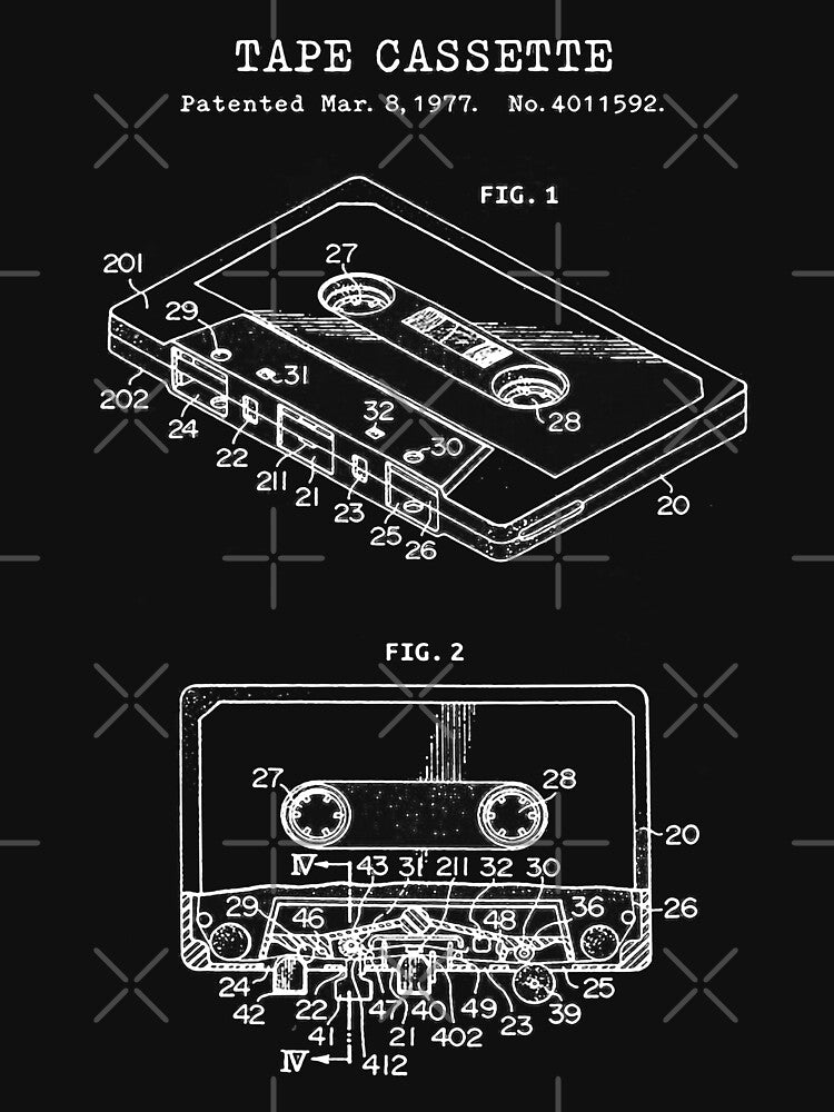 Tape Cassette Patent White by Luve Store