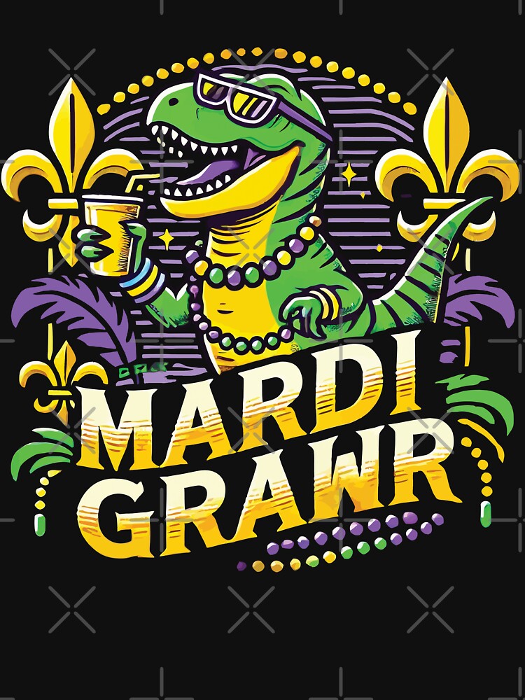 Mardi Gras T-Rex Fun Vibes by LuminOrb