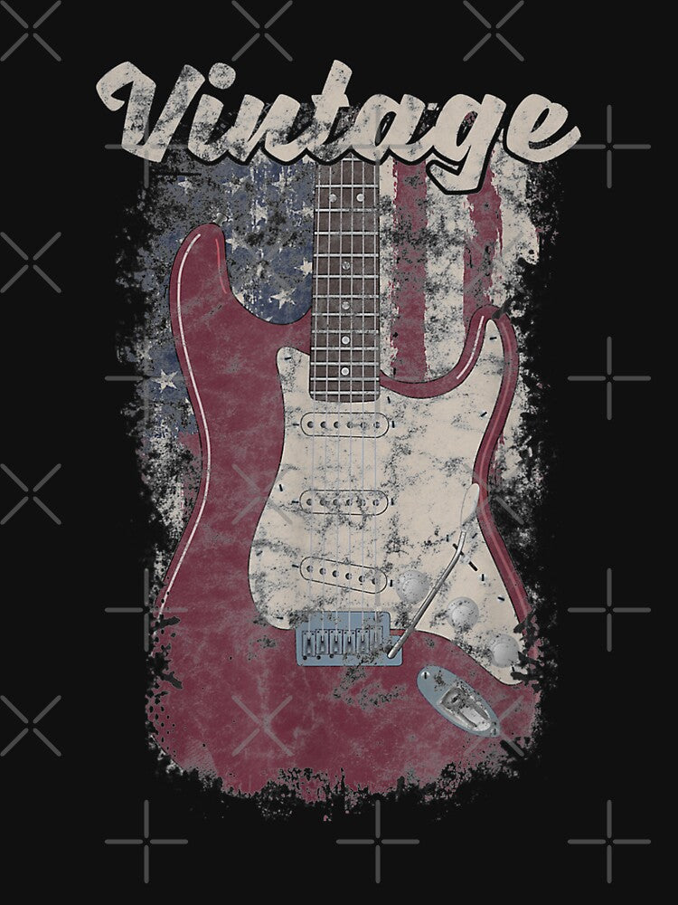 Vintage Guitar Player American Flag Guitarist Gift by DailonisDumpji