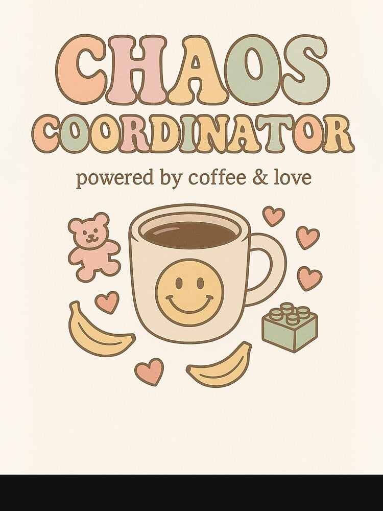 Chaos Coordinator – Funny Retro Mom Coffee T-Shirt by Laugh & Rewind