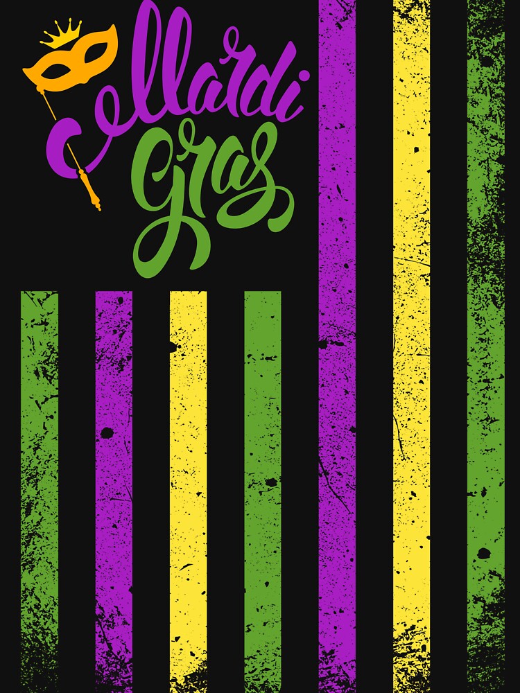 Madri gras flag with Madri gras lettering and Venetian mask by ramazis