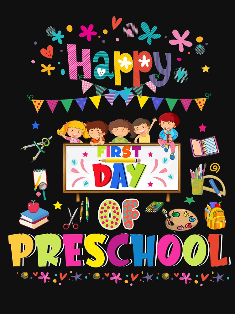 Happy First Day Of Preschool Back To Teacher Girls Boys Kids Premium by omerherbert