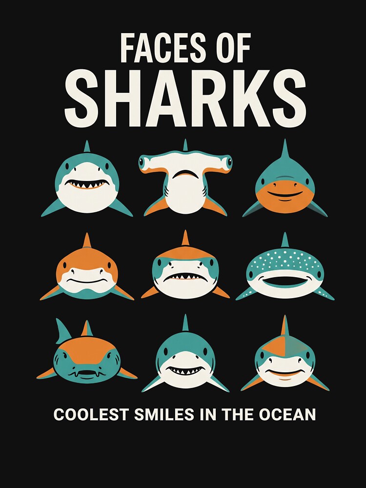 Faces Of Sharks Coolest Smiles In The Ocean Marine Life Shark Lover by SofenArt