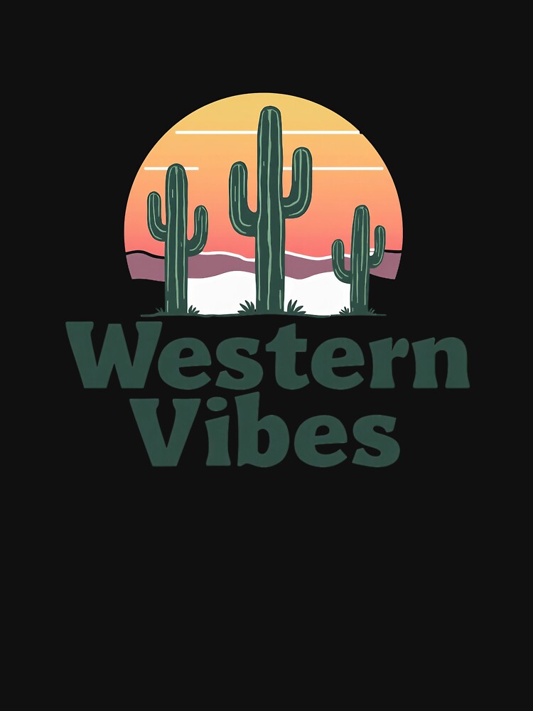 Western Vibes T-Shirt, Cactus Sunset Graphic Tee, Desert T-Shirt, Southwestern Style Shirt, Vintage Vibes Top, Retro Summer Shirt by JeffreyWayne