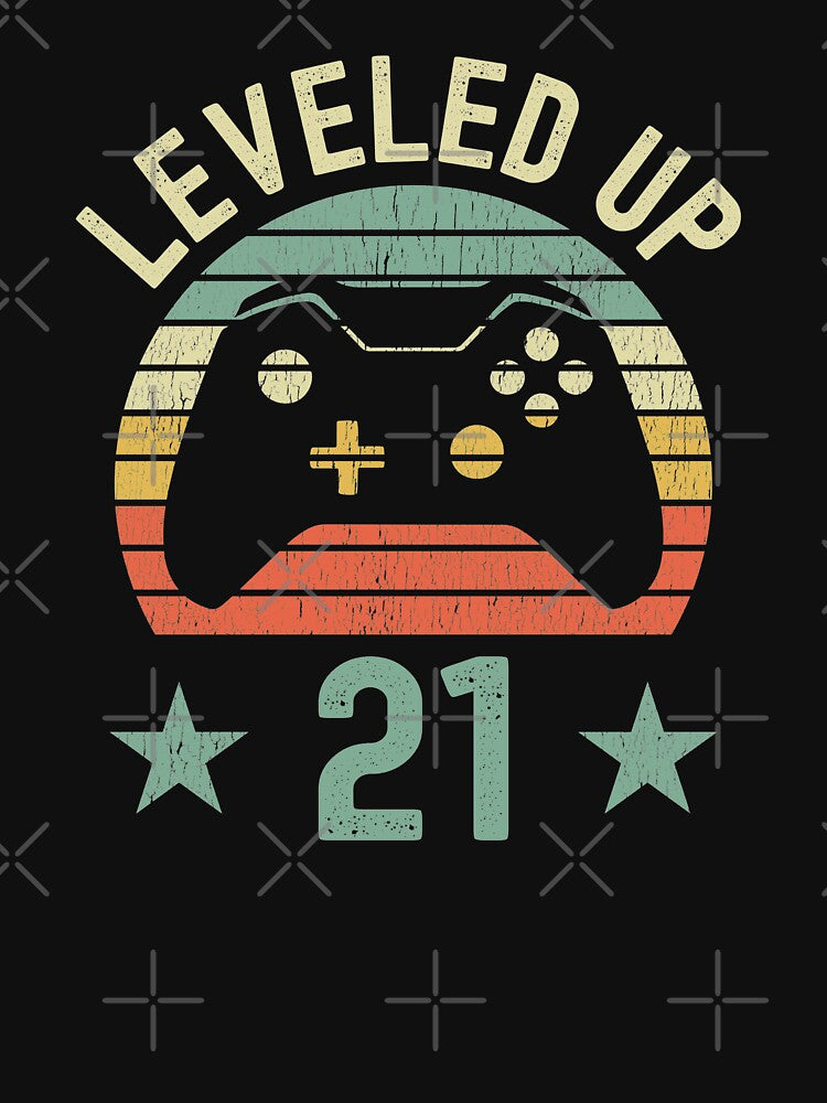 Leveled Up Retro Vintage Gamer 21st Birthday by B-RAD-Designs