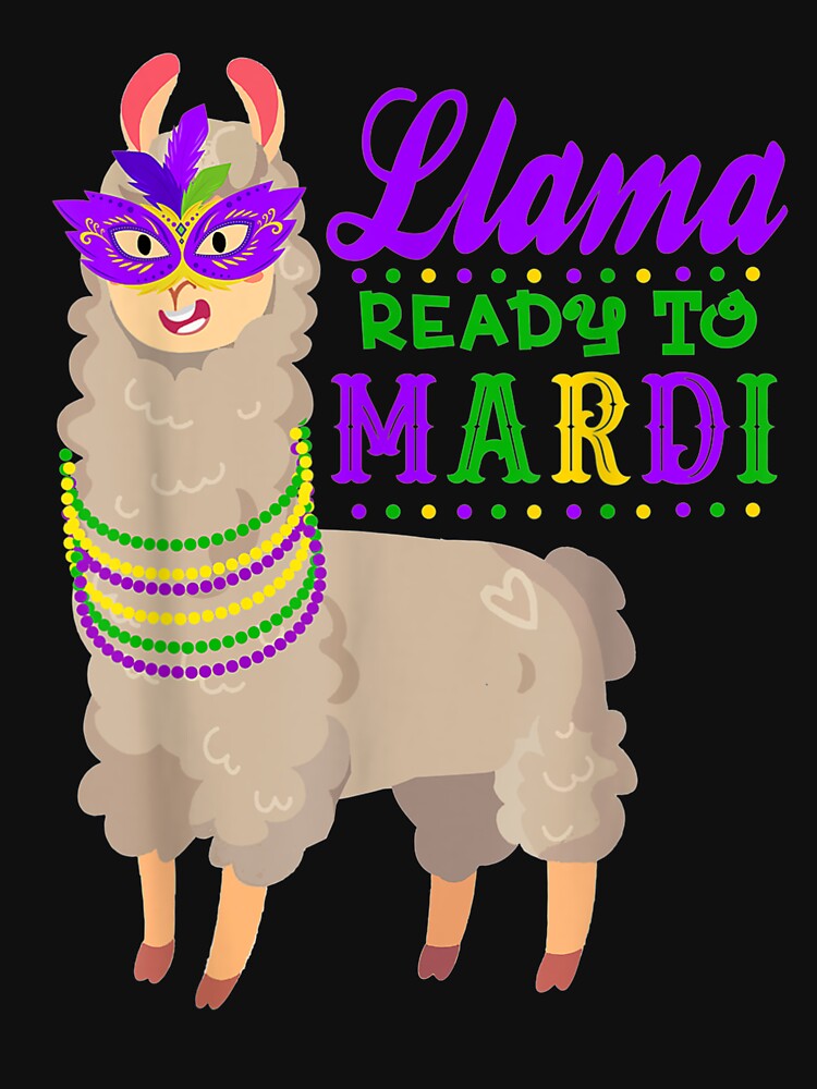 Llama Ready To Mardi Gras Mask Beads Carnival Funny Gift by aguilaro