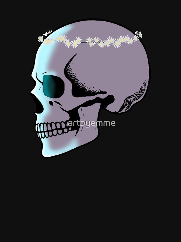 Skull with daisy crown by artbyemme