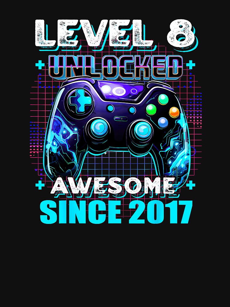 Level 8 Unlocked Awesome Since 2017 8th Birthday Gamer Celebration by FGTV2021
