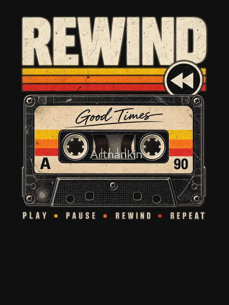 Rewind Vintage Cassette Tape 80s by Artnankin