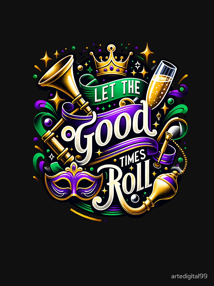 Carnival Mode On – Fun Mardi Gras Parade Design for Apparel & Accessories by artedigital99