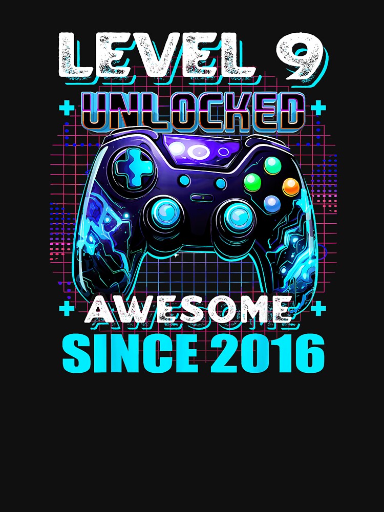 Level 9 Unlocked Awesome Since 2016 Gaming Birthday by FGTV2021