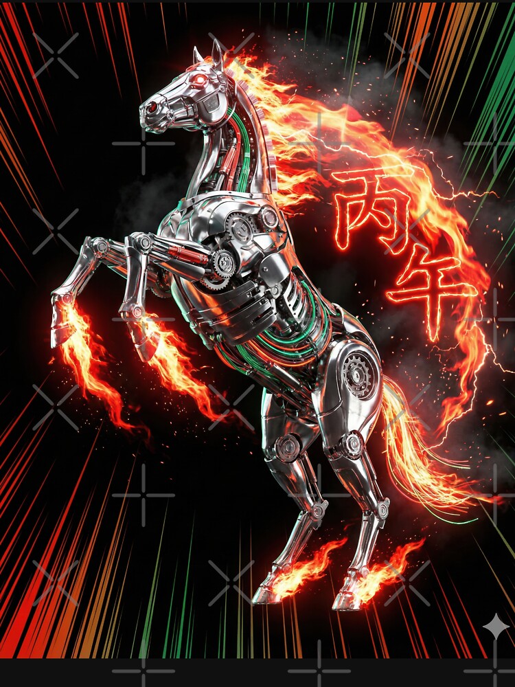 2026 Year of the Fire Horse - Cyberpunk Zodiac by SavinMercantile