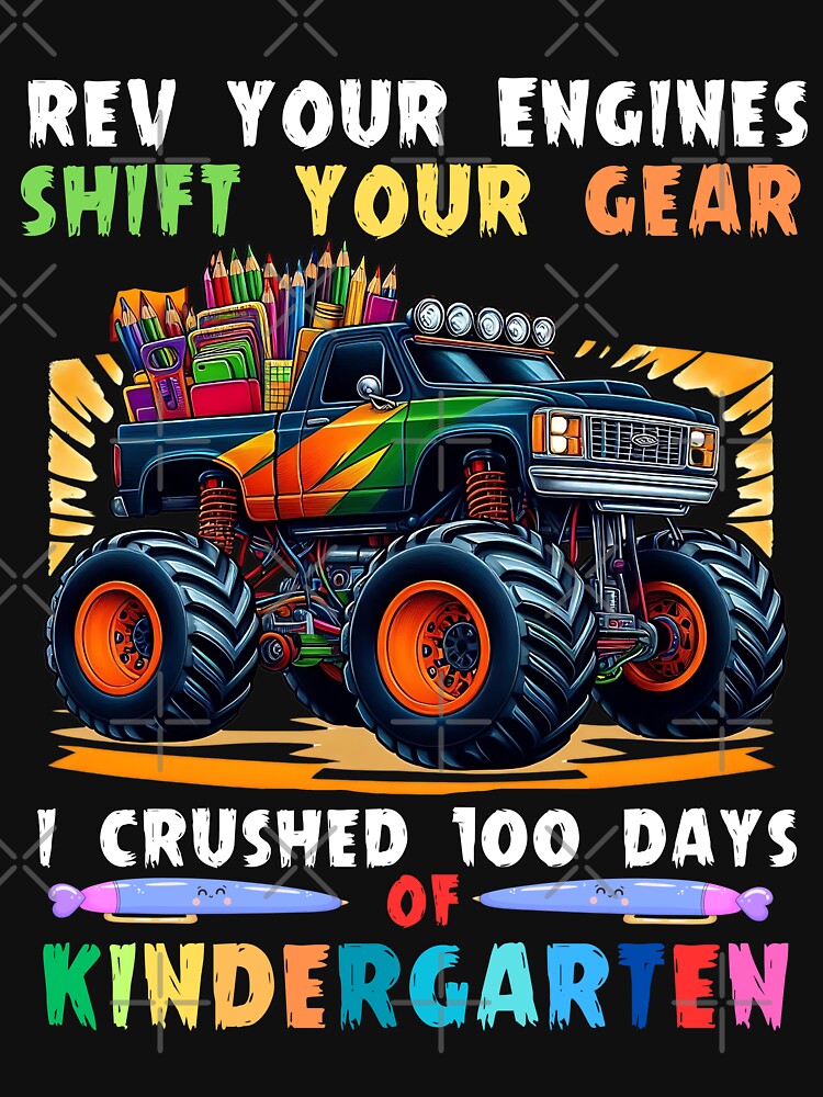 100 days Of School Monster Truck Kindergarten - 100th Days Of School by Smix Pixels
