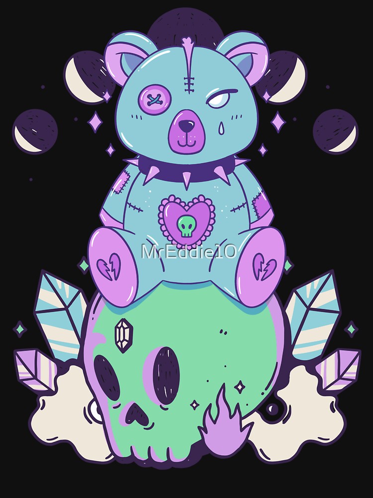 Pastel Goth Aesthetic Kawaii Creepy Teddy Bear Moon Phases by MrEddie10
