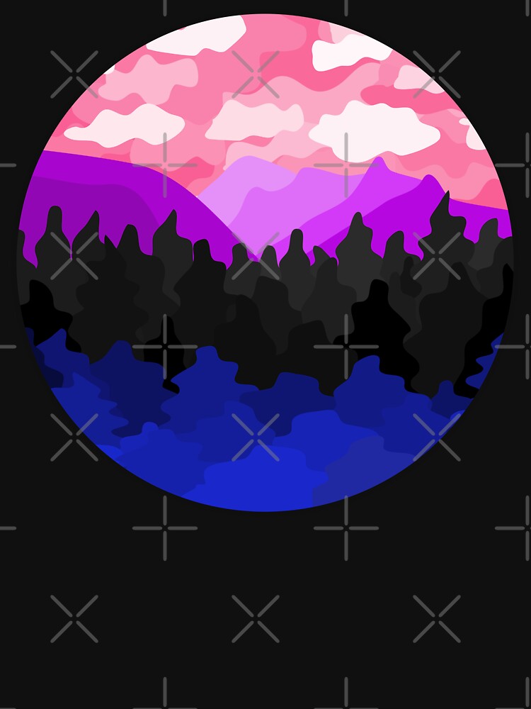Genderfluid Pride Flag Art Landscape Mountains Trees Clouds by cashewdays
