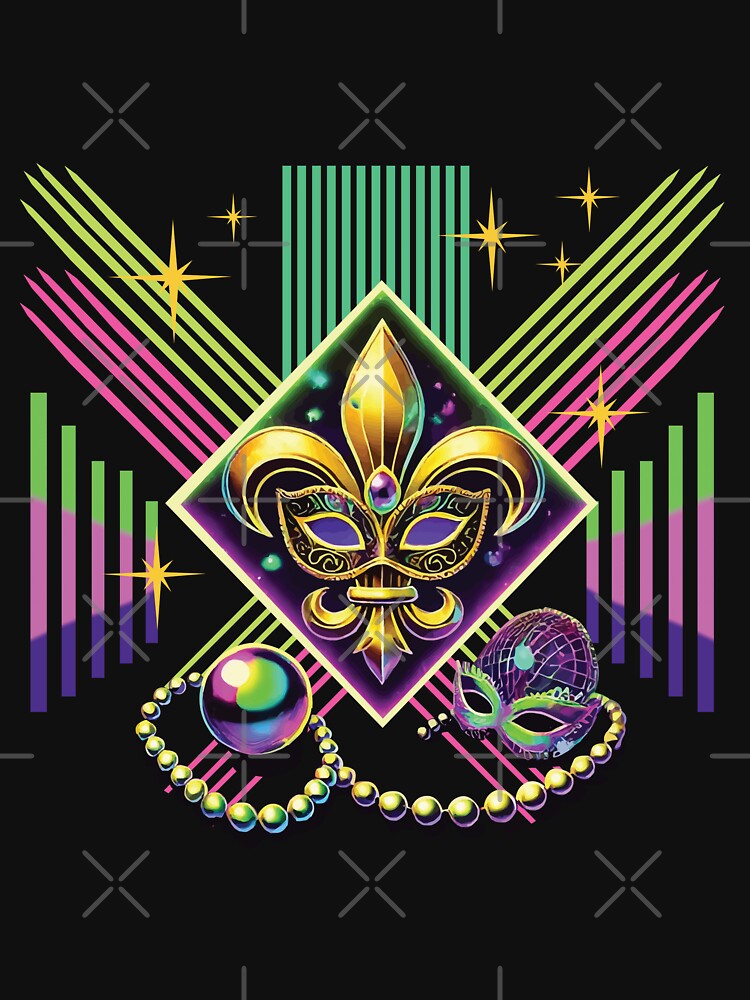 Mardi Gras Retro Synthwave Mask Neon Vibes by LuminOrb
