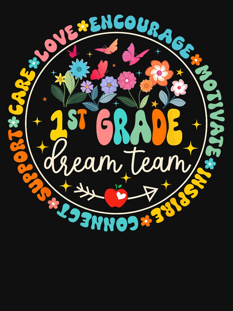First Grade Dream Team Back To School Retro Groovy Gift For Kids Students Teachers by TommyBlueSky