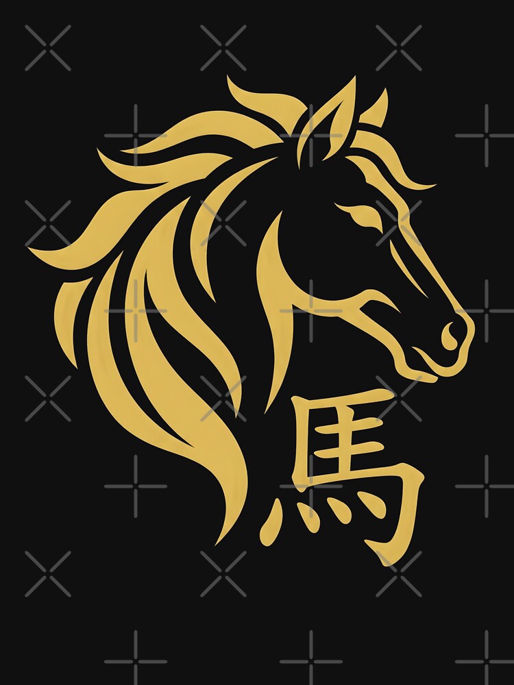 Year of the Horse 2026, Chinese New Year Zodiac Gift, Gold Horse Graphic Tee by saloui