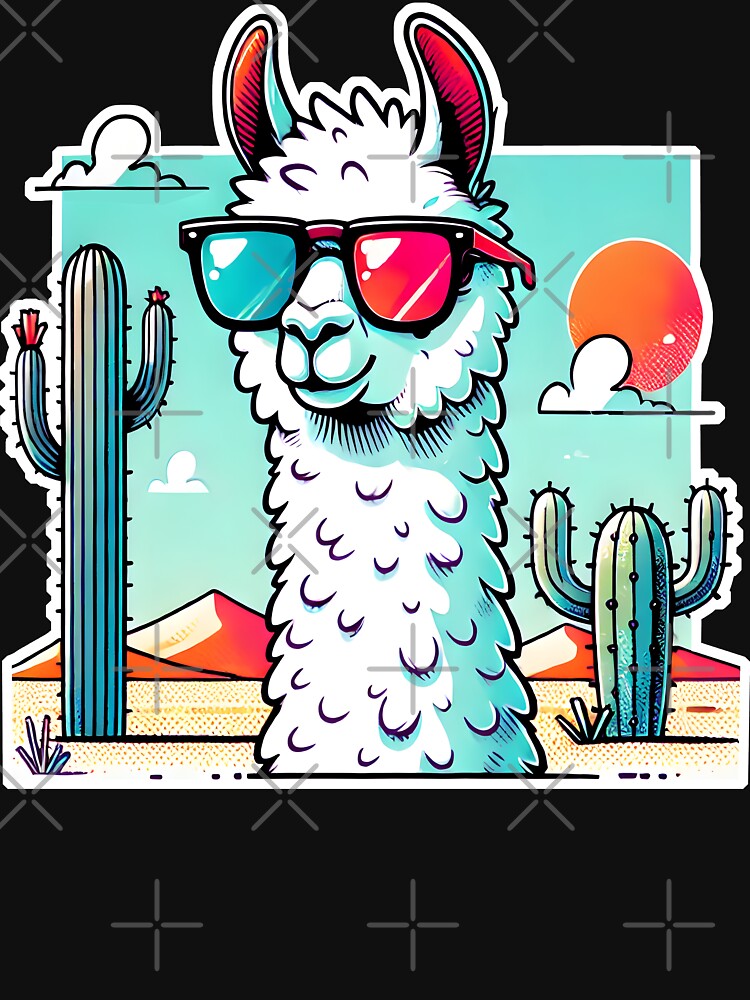 Cool Llama with Sunglasses - Retro Desert Vibes by DrawHandArt
