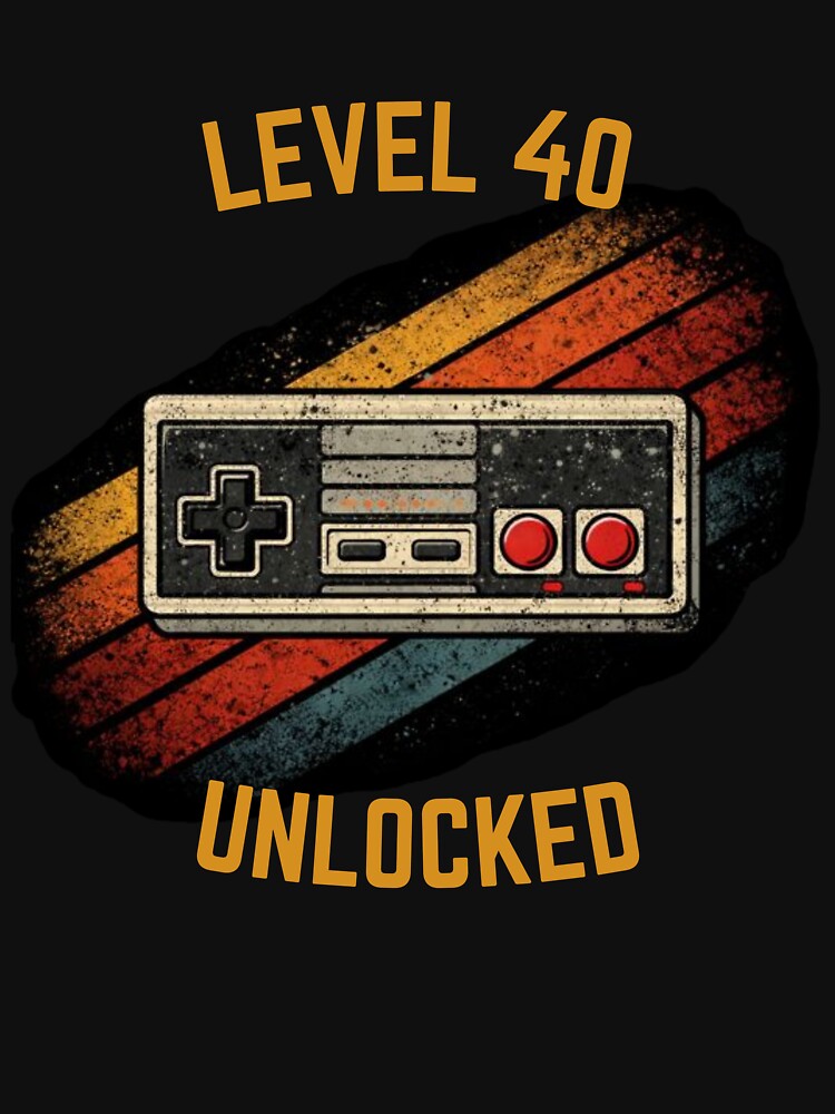 Level 40 Unlocked - Funny 40th Birthday Retro Gamer Gift by JakubDesigns89