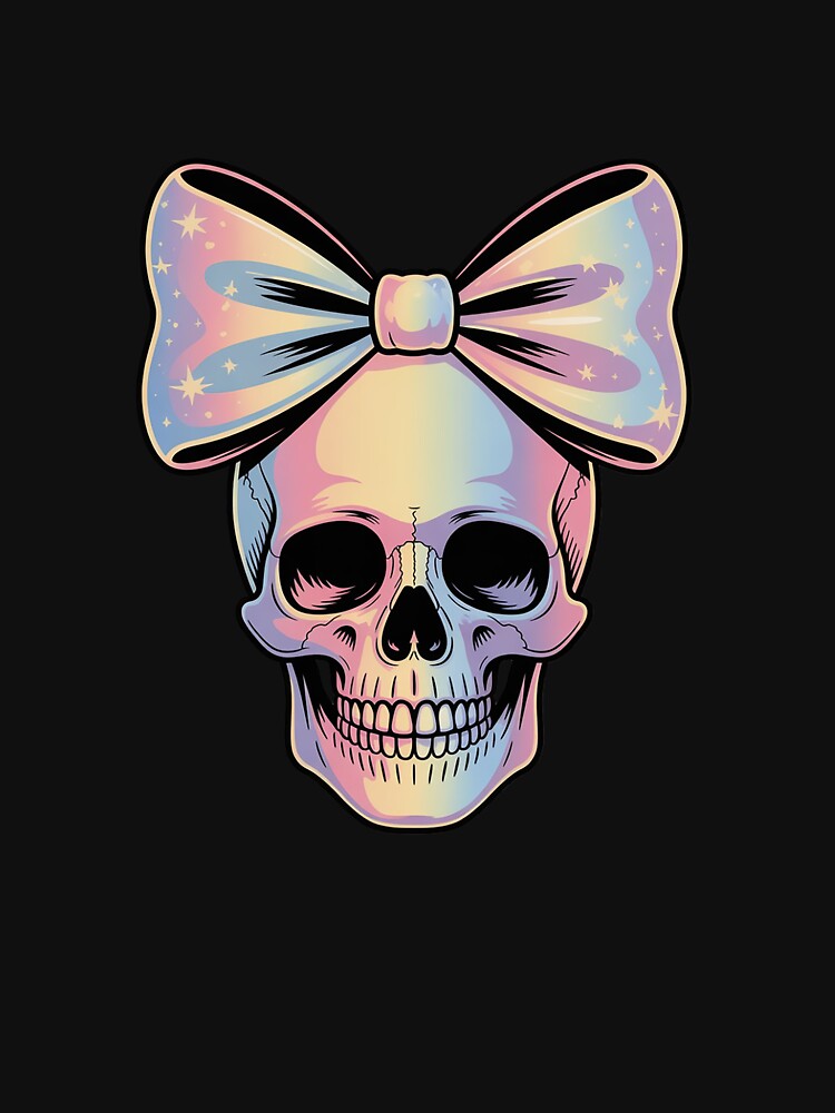 Rainbow Skull Halloween Cute Bow Pastel Aesthetic by ToggleBet