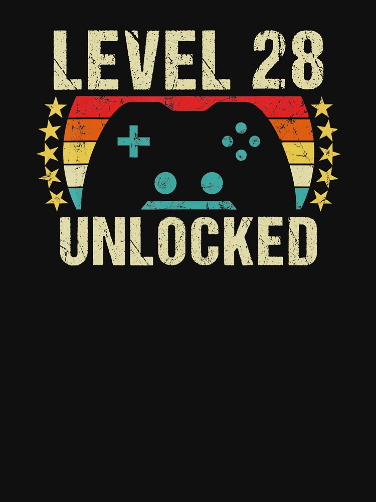 Level 28 Unlocked Gamer Birthday Vintage Style by FGTV2021
