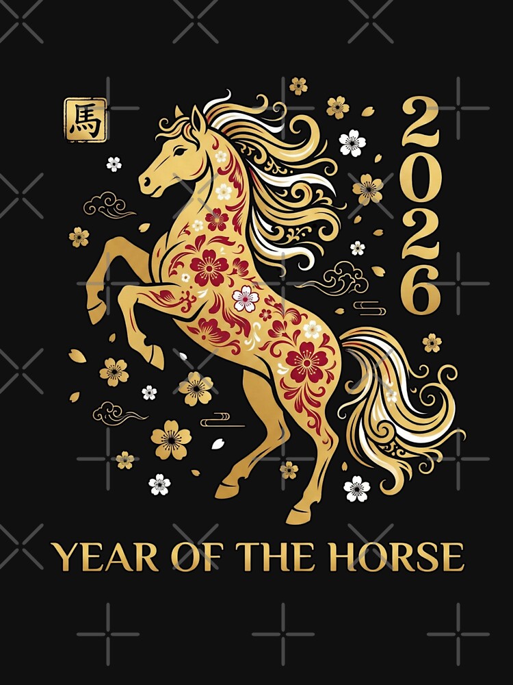 Lunar New Year Tee – 2026 Year of the Horse, Festive Chinese Zodiac Gift Graphic Tee by saloui