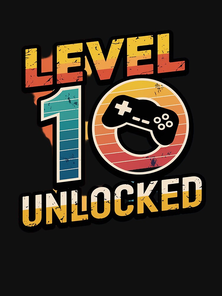 Gamer 10th Birthday Level 10 Unlocked Gaming Bday Boys by angolinnArt