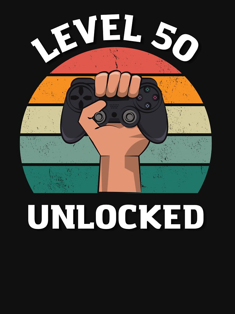 Birthday gift t-shirt for an 50-year-old, Gamer, Level 50 Unlocked by SooNS-Studio