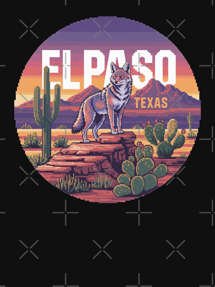 El Paso Texas Pixel Art – Desert Coyote Sunset Retro 8-Bit Southwest Design by CircinusStore