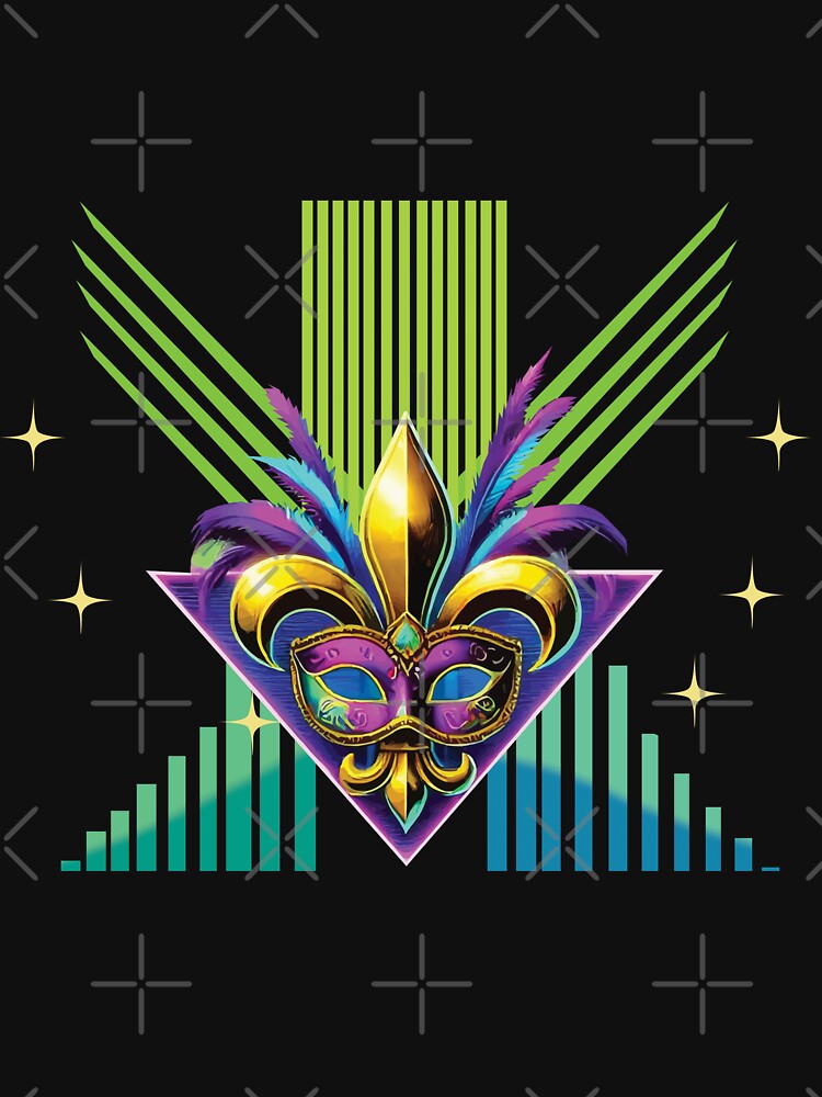 Mardi Gras Retro Synthwave Mask Design by LuminOrb