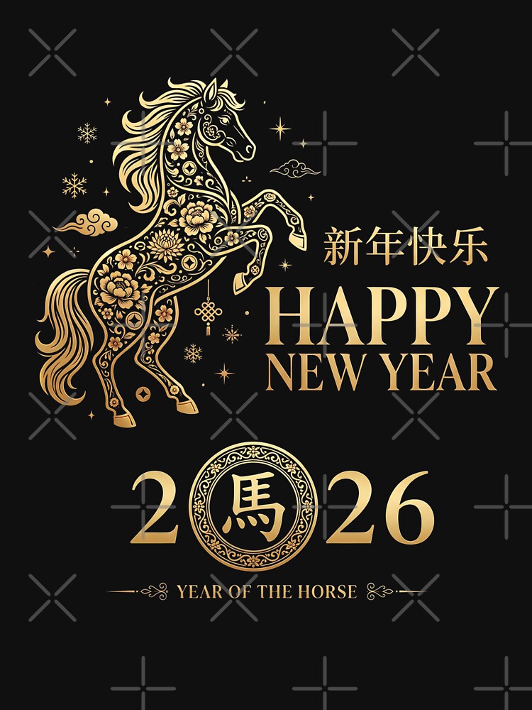 Chinese Zodiac Shirt – 2026 Year of the Horse, Golden Lunar New Year Gift Graphic Tee by saloui