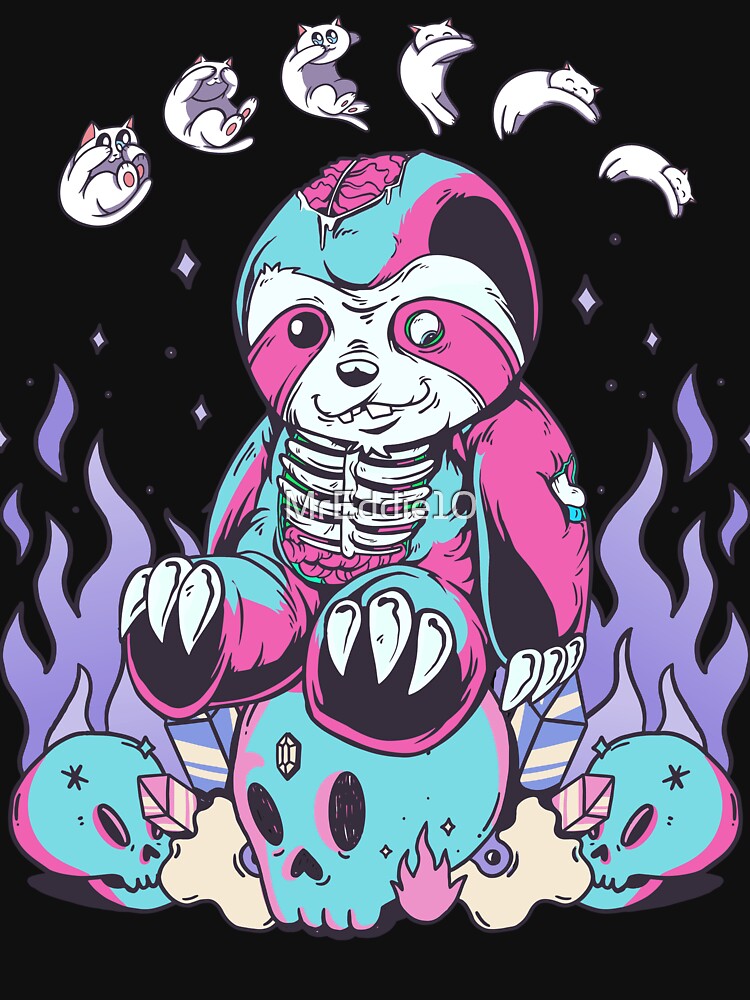 Pastel Goth Aesthetic Kawaii Creepy Sloth Teddy Bear by MrEddie10