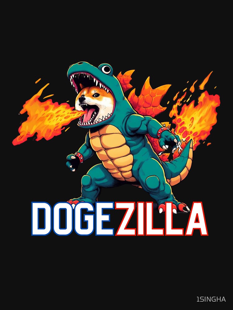 Dogezilla with Fire,Doge coin meme,shiba inu,manga meme,Doge coin by 1SINGHA