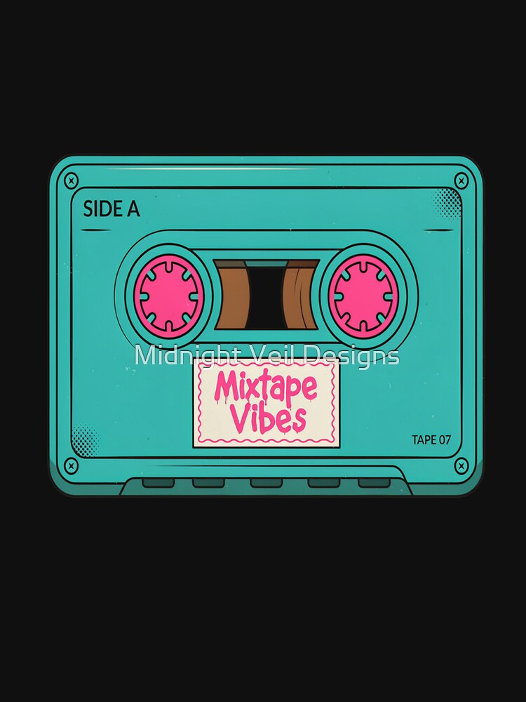 Mixtape Vibes – Retro 80s Cassette Tape Design by Midnight Veil Designs