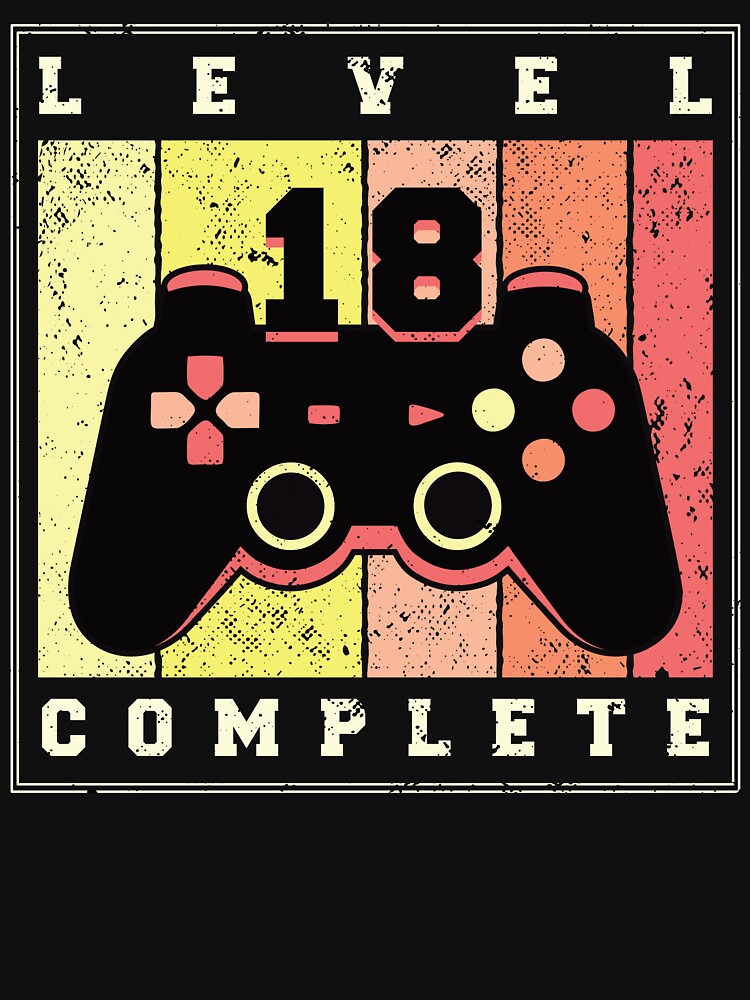 Gamer 18th Birthday Gift Level 18 Complete by Hoiho Adventure Shirts