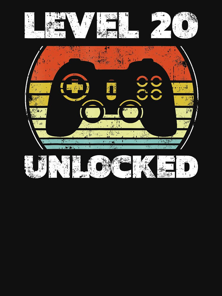 Level 20 Unlocked Gamer Birthday Controller Retro Style by FGTV2021